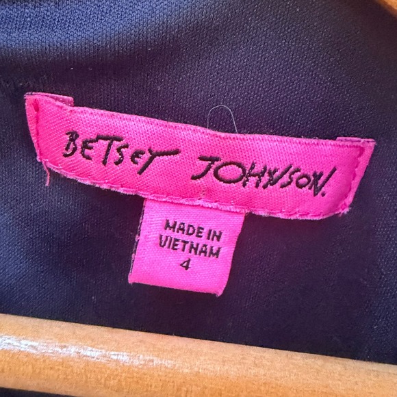 Betsy Johnson Dress Bambi Garden Floral Mini Navy Wide Bell Sleeves Babydoll 4 - Picture 7 of 9